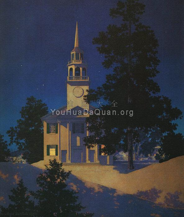 Peaceful Night  Church at Norwich, Vermont - 马科斯菲尔德·帕里斯